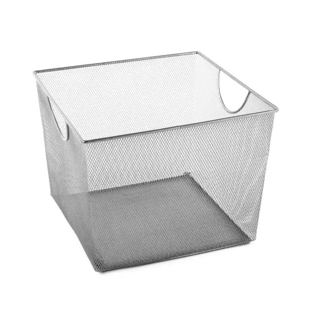 Design Ideas Storage Bin 11"x14.2"x14.2" Silver Wire Lidless w/Built-in Handles