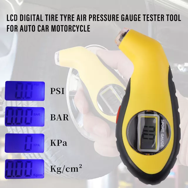 Digital Tire Air Pressure Gauge Meter Tester Bike Car Truck LCD Display 100 PSI