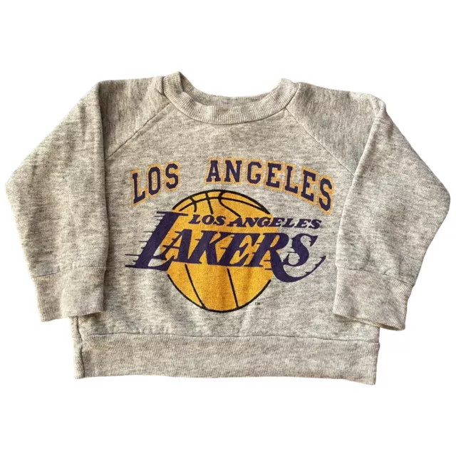 Vintage Lakers Crewneck Toddler 2T 80s Raglan Los Angeles Gray Magic NBA Logo