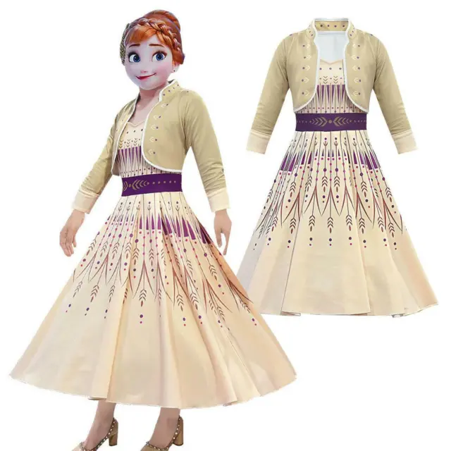Costume cosplay Frozen 2 Ragazze Anna Princess fantasia abito festa set abito mantello