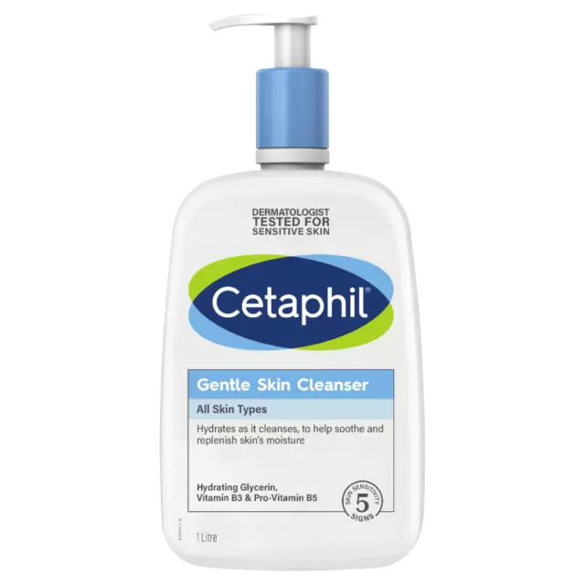 Cetaphil Gentle Skin Cleanser 1 Litre Pump Sensitive Skin and Fragrance Free