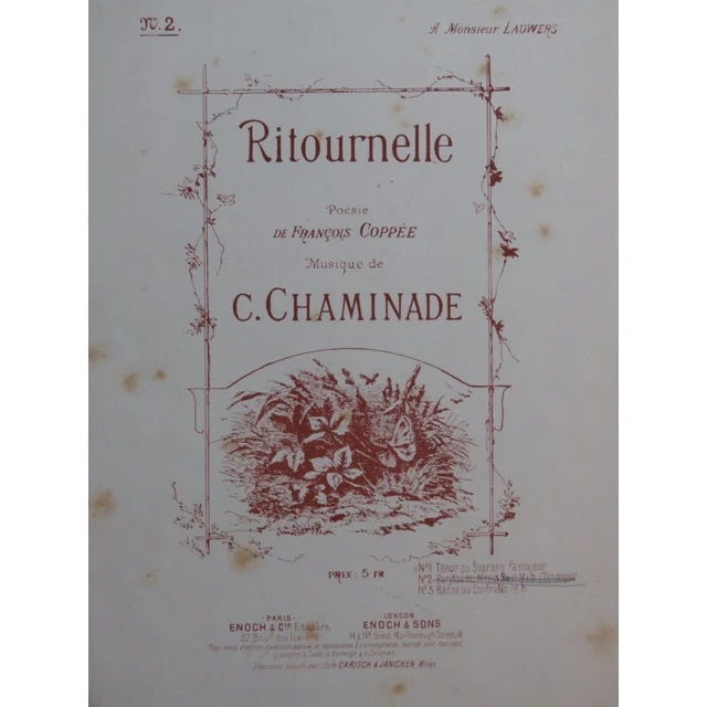 CHAMINADE Cécile Ritournelle Chant Piano ca1886