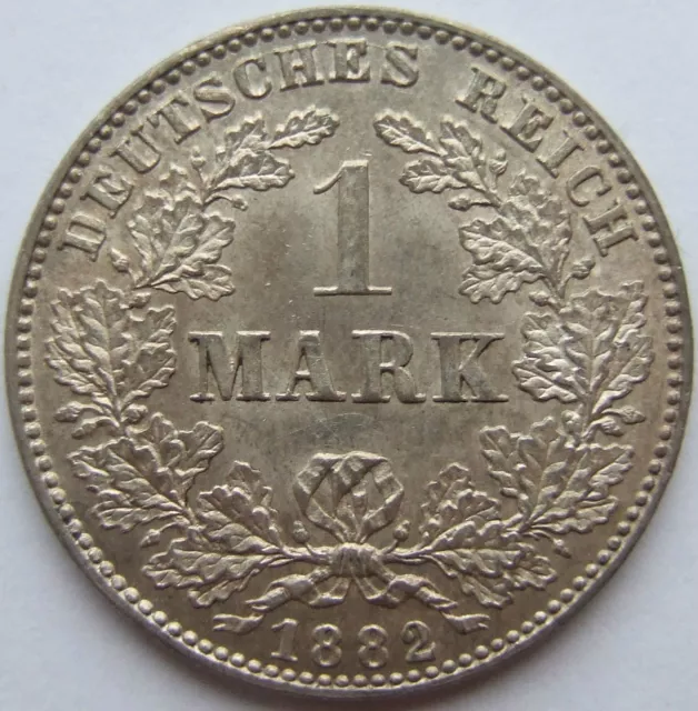 Pièce de Monnaie Reich Allemand Empire Argent 1 Mark 1882 J En Uncirculated