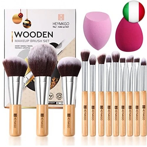 HEYMKGO - Pennelli Make Up professionali Set di 12 pennelli trucco vegani