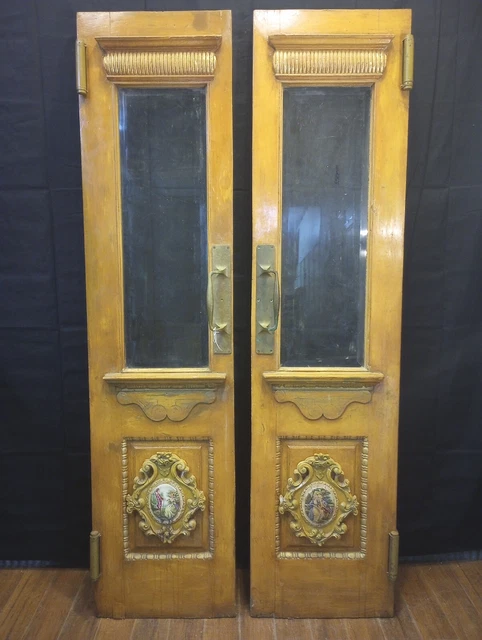 Pair of 3/4 Beveled Glass Exterior Doors with Ornate Trim 20 1/4" x 83 1/2"
