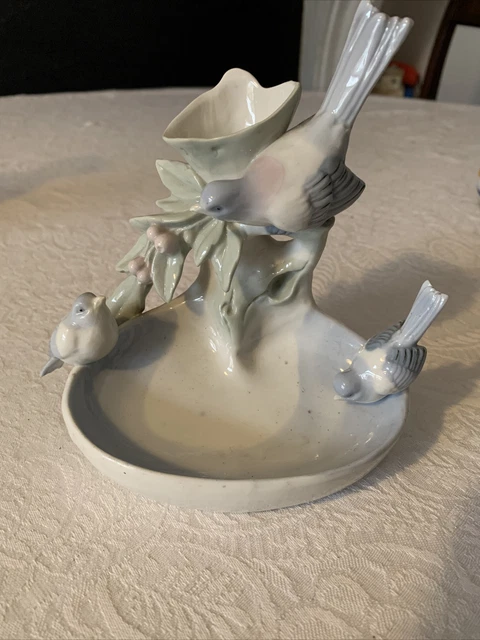 vide poche porcelaine et vase les moineaux oiseaux