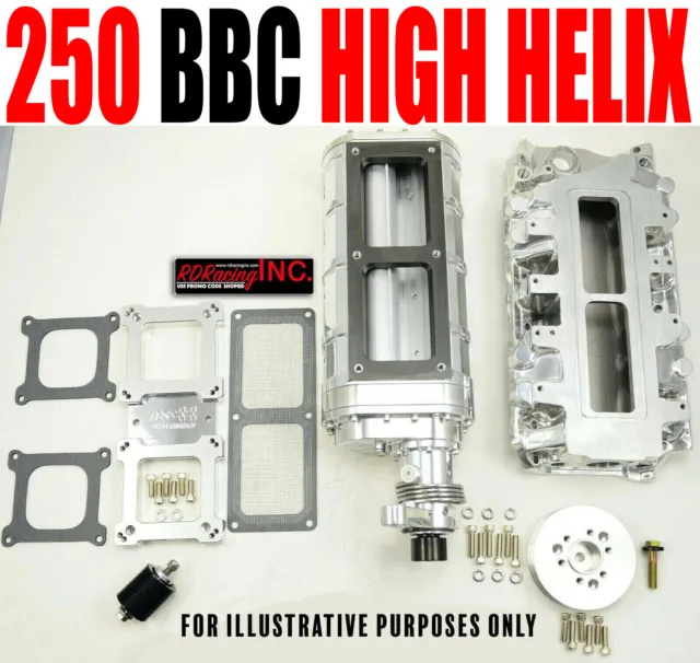 3321 HIGH HELIX Großer Block Chevy blower shop Kompressor 250 8MM Set Poliert 2V