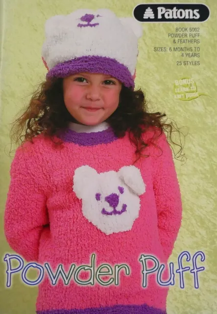 Patons #5002 Knitting Pattern book - Powder Puff & Feathers - 25 Styles 6m-4yrs