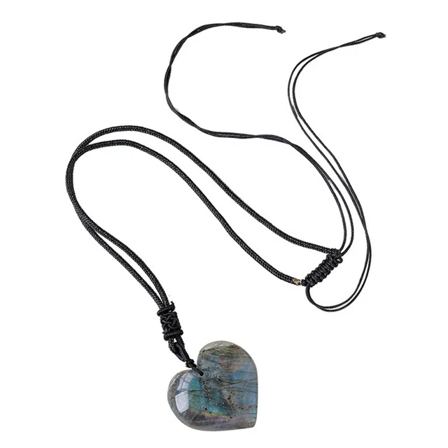 Natural Labradorite Love Pendant Necklace Moonstone Pendant Crystal Fashion Simp