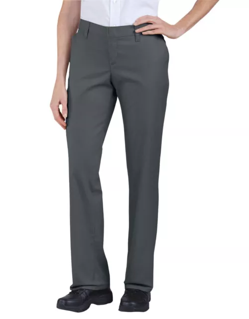 Dickies Women's Work School Uniform Flat Front Twill Pant Color CHARCOAL FP221CH