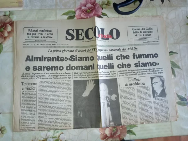 COD. 4NU giornale secolo ALMIRANTE MOVIMENTO SOCIALE ITALIANO DESTRA NAZIONALE