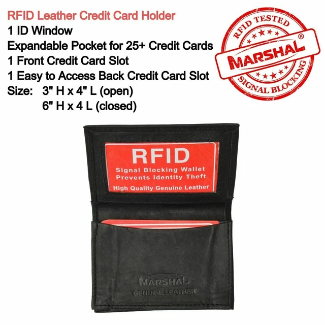 RFID Mens Slim Front Pocket Wallet Genuine Leather Bifold ID/Credit Card Holder 2