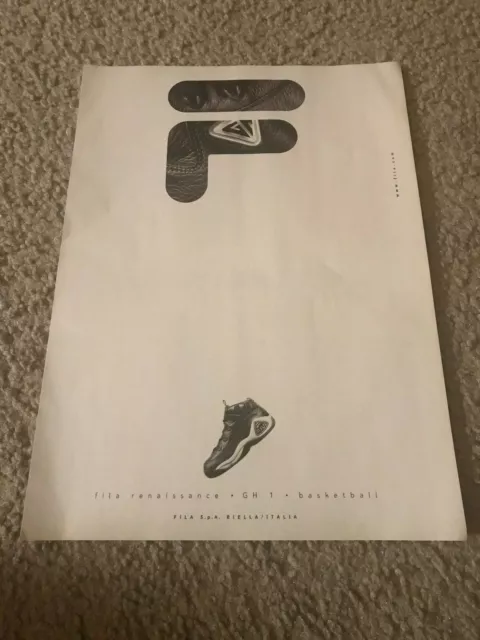 Vintage 1990s FILA GRANT HILL GH-1 Poster Print Ad Basketball Shoes RENAISSANCE
