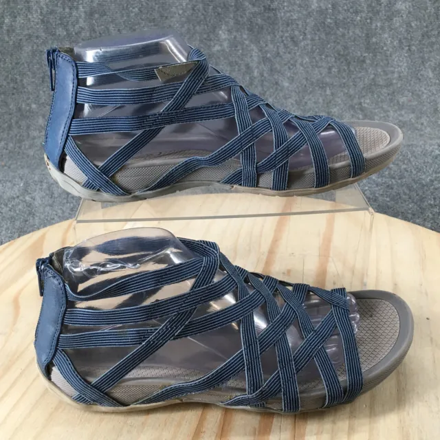 Baretraps Sandals Womens 9 M Samina Gladiator Strappy Flats Comfort Blue Zipper