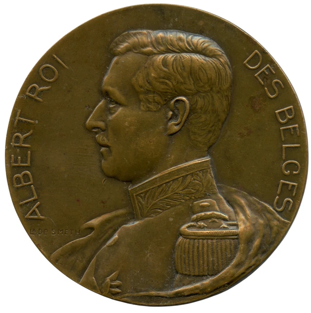 MEDAILLE ART BRONZE Roi Albert Belgique Par De Smeth 60Mm 59G EUR 12,93 ...