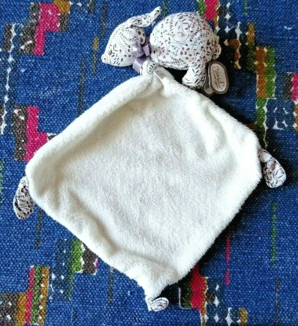 Vp/  Doudou Mouchoir Dimpel Chien Lapin Blanc Marron Rose Fleur  Quasi 9
