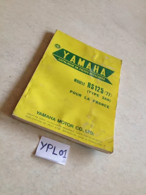 Yamaha parts list RS125 type 2A0 RS 125 France 1977 125RS 2A0