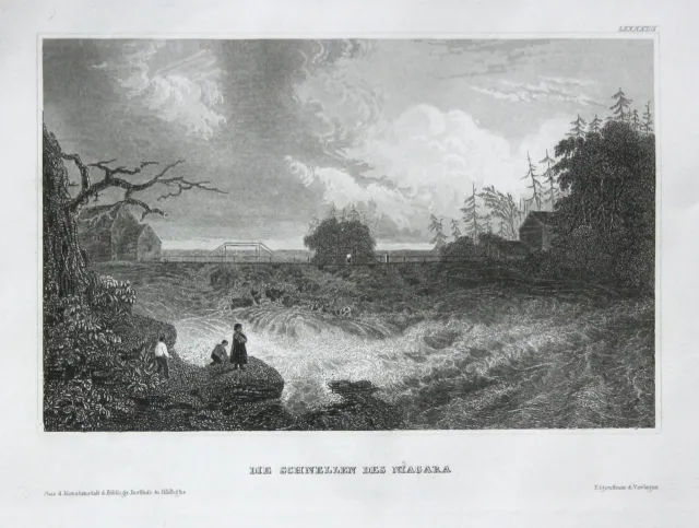 1850 Niagara Amerika Nordamerika America North America view Stahlstich engraving