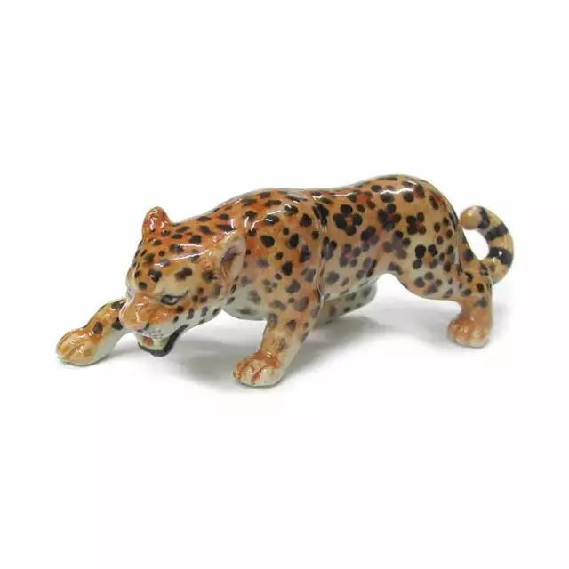 Northern Rose - Leopard Hunting Forest Animal - Miniature Porcelain Figurine