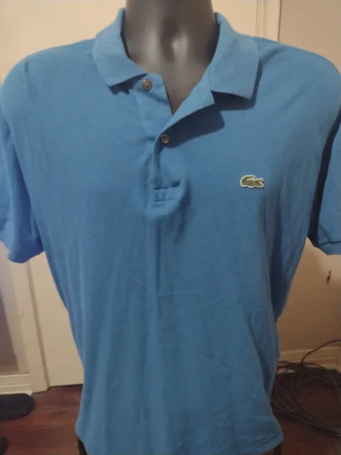 Men's Lacoste Classic Fit Size 7 (2XL) Blue Short Sleeve Polo Shirt Cotton Crocs