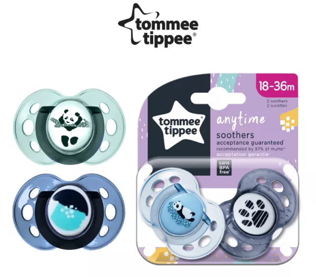 Tommee Tippee 2 Anytime Pacifiers 18-36 Months - 2 Dummies/Soothers [NEW]