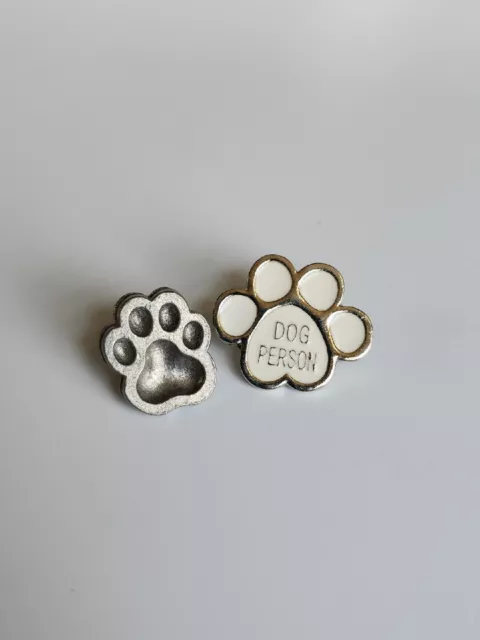 Dog Person Paw Print Lapel Pin Lot Of 2