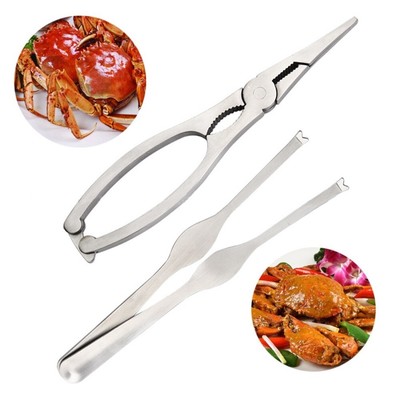 bestonzon 6 PCS 304 Acciaio Inox Nuova Forma di granchi Die Cast Rapido crostacei aragosta Cracker crostacei attrezzi Clip ago forchetta Raccogli pinza dado set 