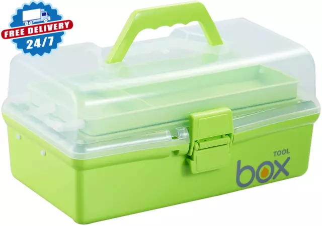 12'' Three-Layer Clear Plastic Storage Box/Tool Box, Multipurpose Organizer and