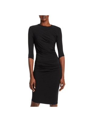 HELMUT LANG Womens Black Jersey 3/4 Sleeve Knee Length Cocktail Sheath Dress S