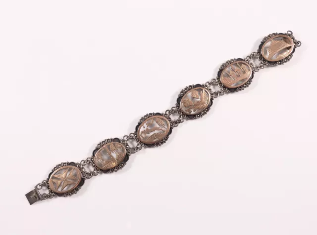 Antik. Armband Silber mit ovalen durchbrochenen Motiven um 1900
