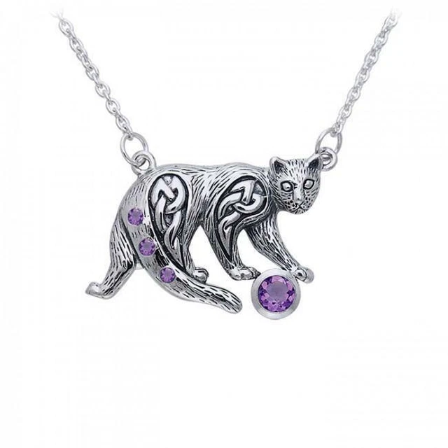 Celtic Cat .925 Sterling Silver Necklace by Peter Stone Fine Jewelry