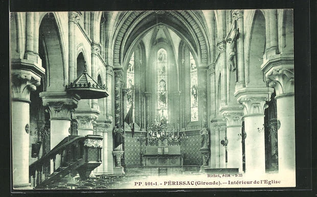 CPA Perissac, Interieur de l´Eglise
