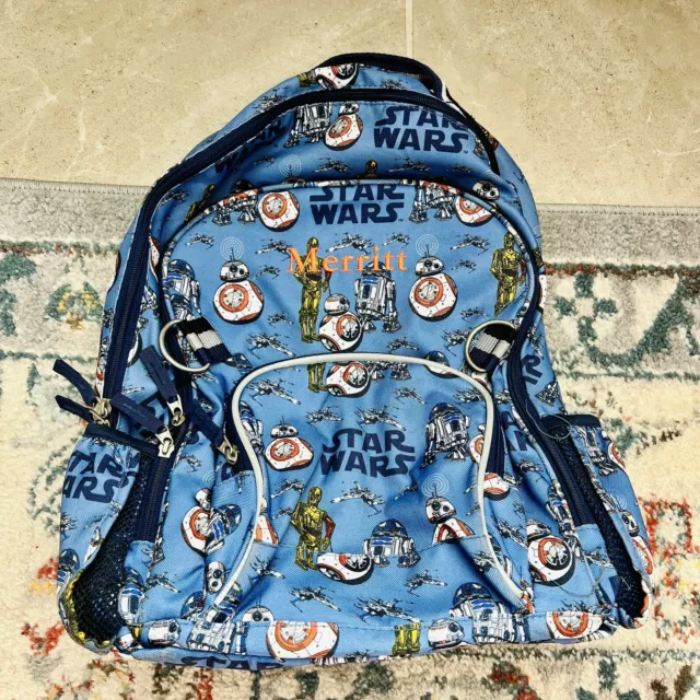 Pottery Barn Kids Mackenzie Star Wars Large Backpack Blue Multi Monogrammed Good