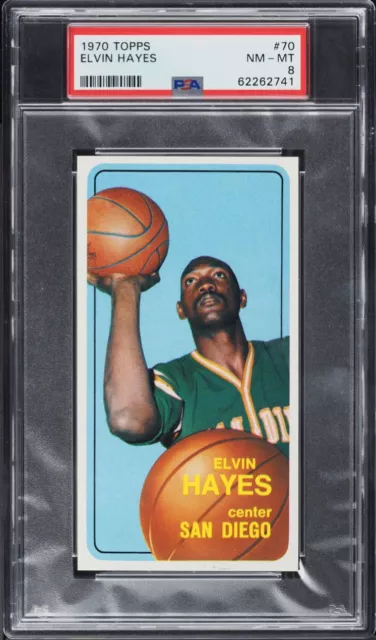 1970 Topps Bkb Card # 70 Elvin Hayes San Diego Rockets HOF PSA 8 NM-MT