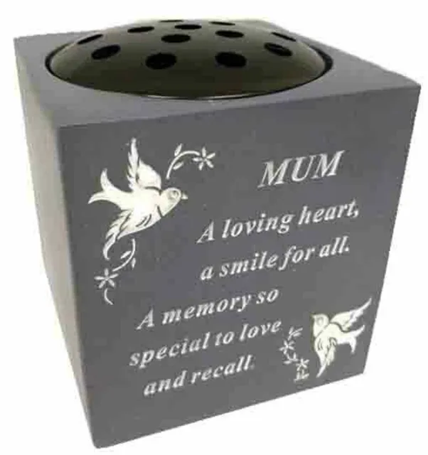 MUM Dove Bird Flower Holder Pot Memorial Graveside Grave Sentimental Vase New