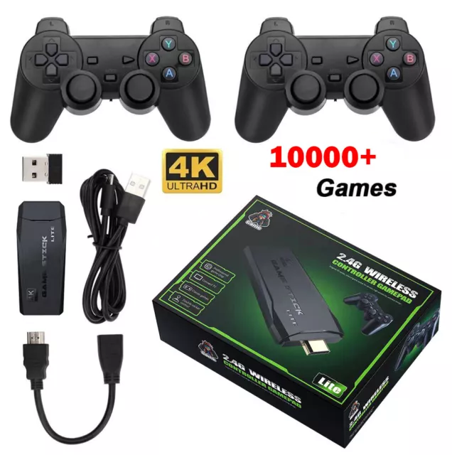 2.4G TV Mini Kabellos Videospielkonsole Retro 10000+Spiele 64G+ 2 Gamepad H2U3