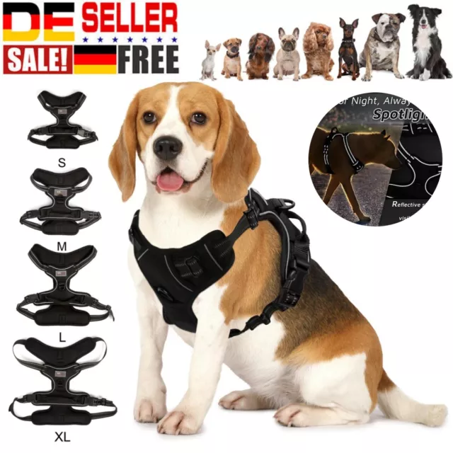 Hundegeschirr Sicherheitsgeschirr Anti-Zug reflektierend Brustgeschirr S-XL DE