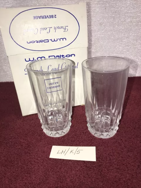 2 W.M. Dalton 24% French Lead Crystal Beverage Glasses No. 6 In Box