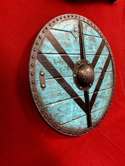 24" Viking Shield Battle-Ready Wooden Shield Heavy Metal Fittings Handmade Gift.