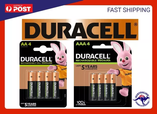 Duracell Rechargeable Batteries AAA  900 mAh / AA 2500 mAh Genuine