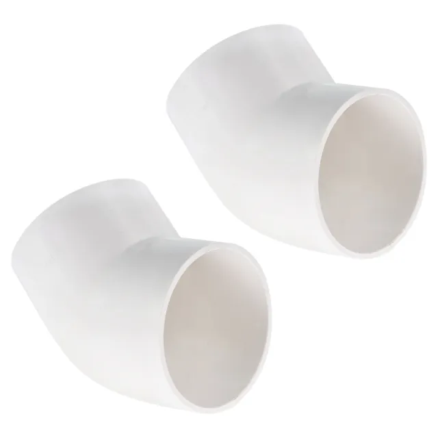 2Pcs 45 Degree Elbow Pipe Fittings 4 Inch UPVC Fitting Connectors White