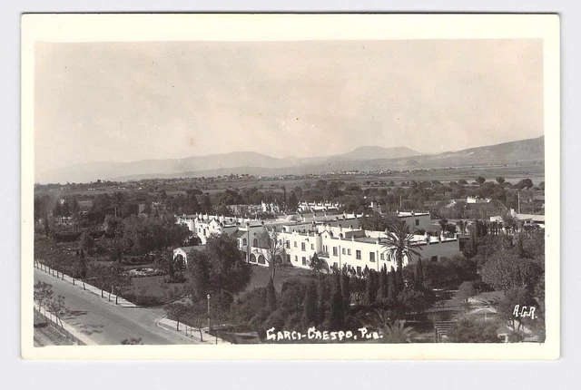 RPPC Real Photo Postcard Foreign Mexico Puebla Hotel Garci-Crespo Aerial View