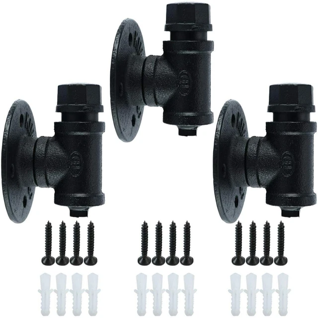 3 Pcs Black Heavy Duty Single Hook Kit Wall Mount Hanger For Robe Towel Coat Hat