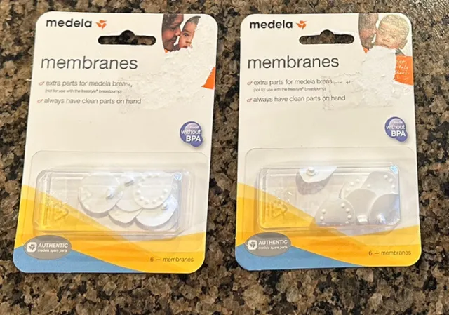 Lot of 2 Packs Medela Membranes 12 Pieces Total Replacement Breast Pump Parts