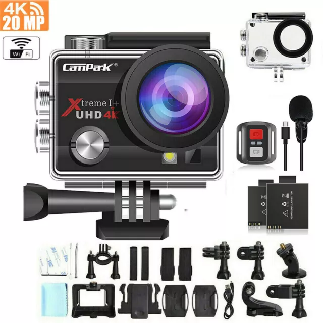 Campark 4K Sports Camera 20MP WiFi Action Camera Waterproof Underwater Camera