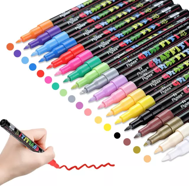 18 Colors Acrylic Paint Pens Sets Fine Art Marker Metal Glass Rock Waterproof AU