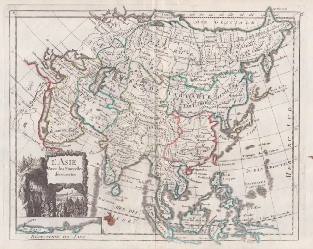 Asia Asien Kontinent continent Karte map Kupferstich engraving Le Rouge 1767
