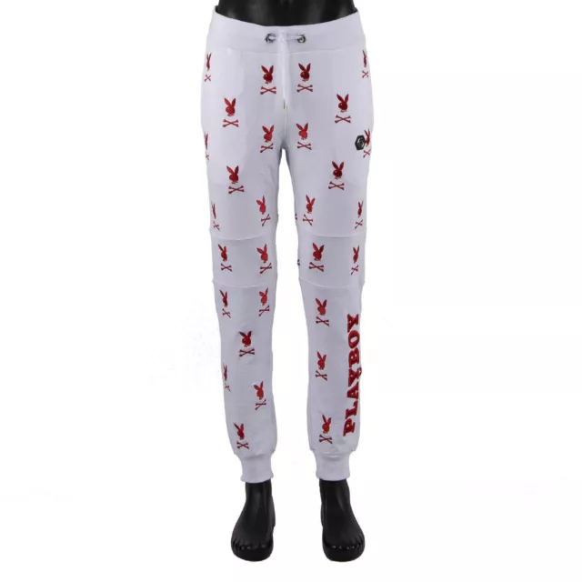 PHILIPP PLEIN x PLAYBOY Stickerei Bunny Jogging Trousers Hose Weiß Rot 08474