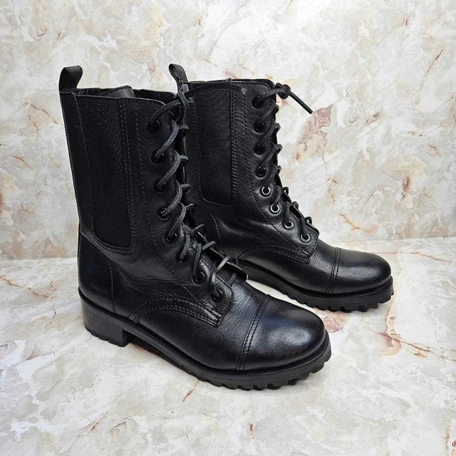 Tory Burch Broome Lace up black leather Combat Boots Size 7