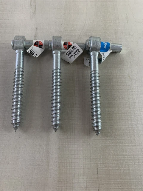 Lot Of 3 National Hardware 1/2” X 4”  Screw Hooks NEW Zinc Plated SWL  100 Lbs
